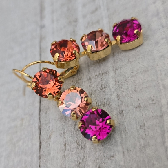 Austrian Crystal Earrings in Gold Plate - Picture 9 of 10